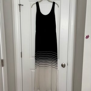 Elegant Black and White Ombre Maxi Dress